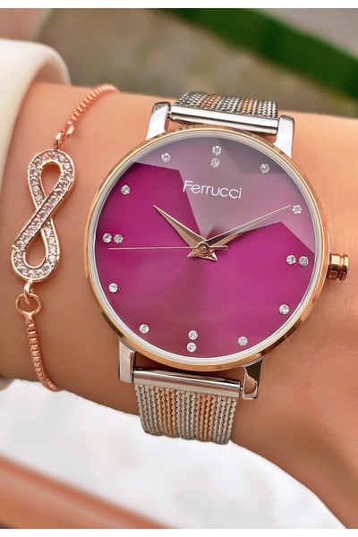 Ferrucci Ferruci Marka Rose Gümüş Renk Çelik Kordon 2 Yıl Garantili Kadın Kol Saati - Bileklik