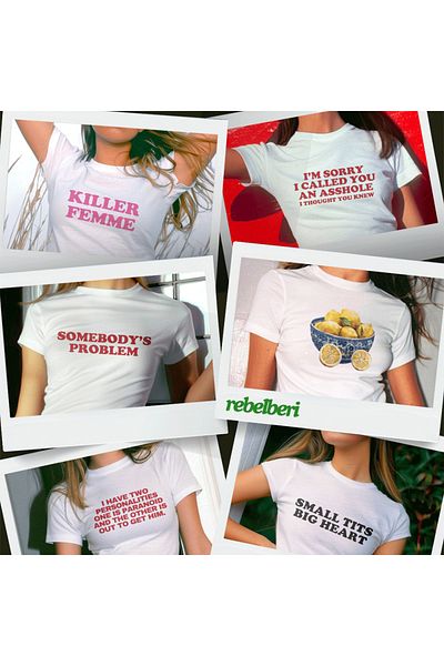 rebelberi Y2K Grunge Fairycore Baby Tee - Oops I Did It Again Written, 100% Cotton