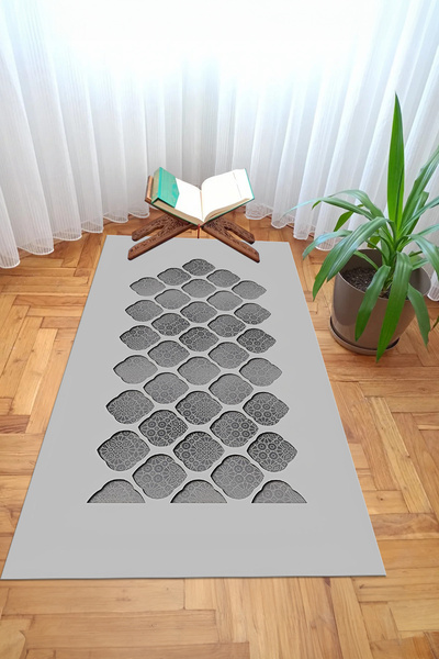 Viyana Home Digital Printed Non-Slip Base Washable Dowry Gift Prayer Mat Prayer Rug, Seccade-117-Gray,