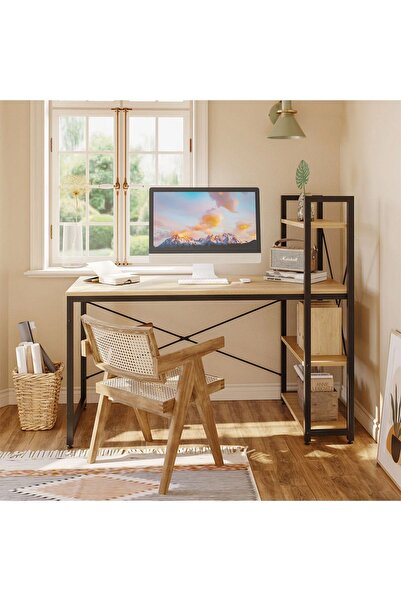 Deconode Smart Raflı Çalışma Masası Siyah-çam