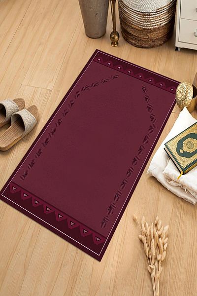 Viyana Home Digital Printed Non-Slip Base Washable Dowry Gift Prayer Mat Prayer Rug, Seccade-106-Red,