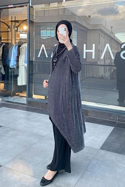 Sahraa Silver Color Glitter Suit