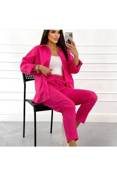 NEW STATION Set de pantaloni și cămașă din in New Station Airobin