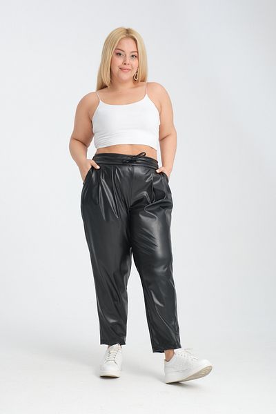 Dejabrew Jeans Carrot Model Black Leather Trousers - A037-1