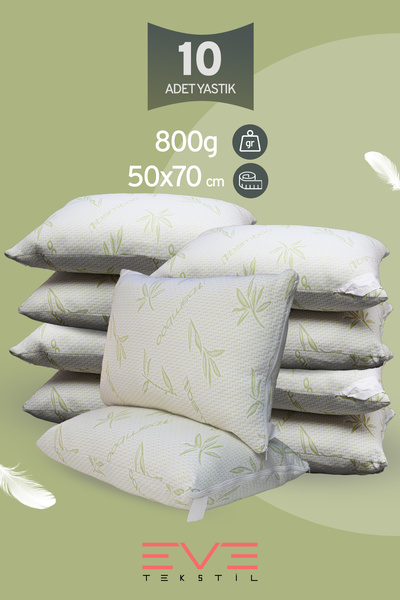 Eve Tekstil 10 Adet Bamboo Serisi Kılıflı Fermuarlı Yıkanabilir Antialerjik S...