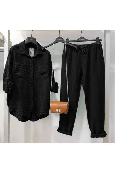 NEW STATION Set de pantaloni și cămașă din in New Station Airobin