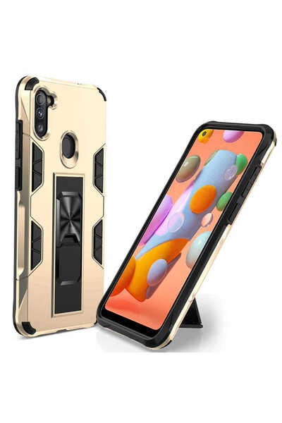 kilifone غطاء حماية متوافق مع هاتف Galaxy A11 مع حامل قابل للطي - ذهبي - T14234