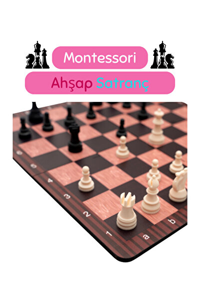 Hopiers Montessori Ahşap Satranç / Eğitici, Öğretici ve Güvenli Zeka Oyunu