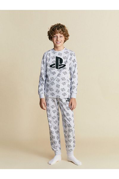LC Waikiki Set de pijamale pentru băieți cu imprimeu Lcwk Crew Neck Playstation