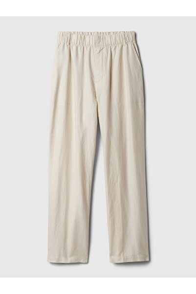 GAP Kadın Bej High Rise Keten Karışımlı Pull-On Pantolon