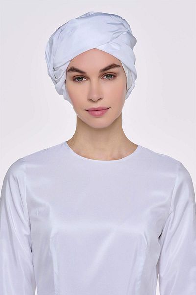 miha Hicran Önal White Wire Inside Taffeta Bonnet