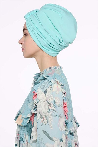 miha Hicran Önal Turquoise Short Handle Bonnet Design