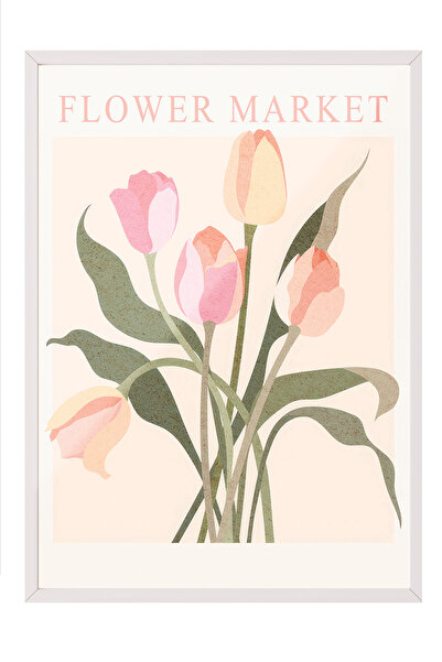 Postifull Amsterdam Flower Market Framed Painting, Vertical Wall Painting Comfort Series No:108542
