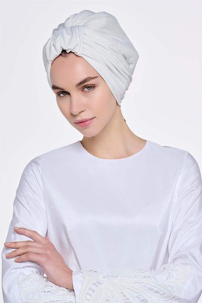 miha Hicran Önal White Short Handle Design Bonnet