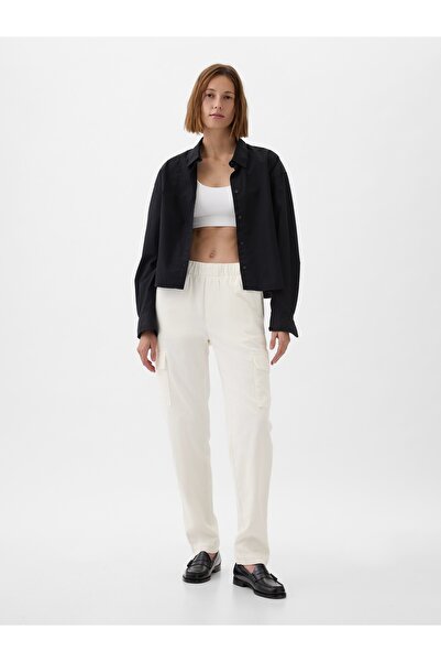 GAP Kadın Kırık Beyaz Twill Kargo Pantolon