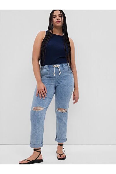 GAP Kadın Mavi Mid Rise Easy Pull-On Jean Pantolon