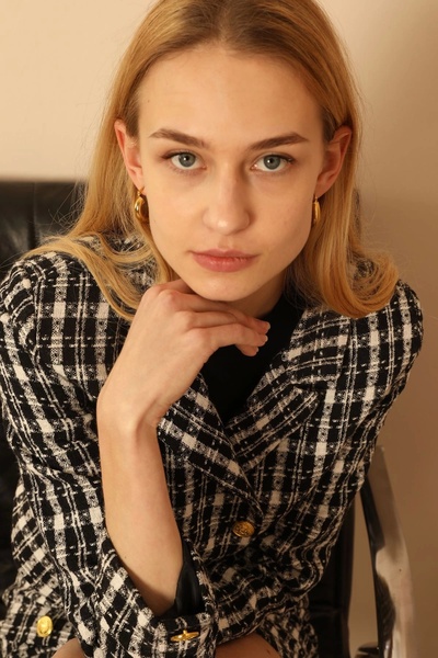 Lukas Woven Fabric Plaid Fabric Women's Skirt-Black