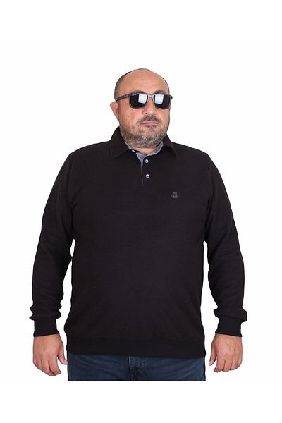 MocGrande Ανδρικός ιδρώτας Polo Neck Plus Size - 24409 ΜΑΥΡΟ