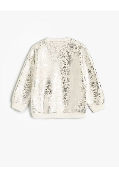 Koton Sweatshirt Crew Neck Shiny Printed Long Sleeve