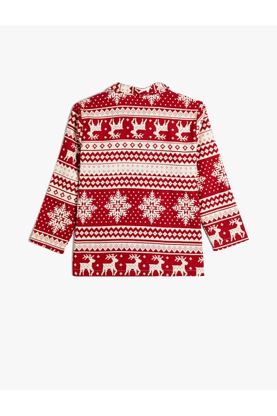 Koton Pyjama-Oberteil mit Neujahrsmotiv, bedruckt, langärmlig aus Baumwolle