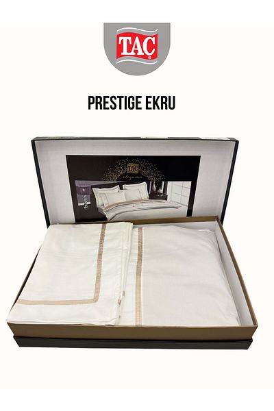 Taç Prestige Ecru Deluxe Satin Double Duvet Cover Set
