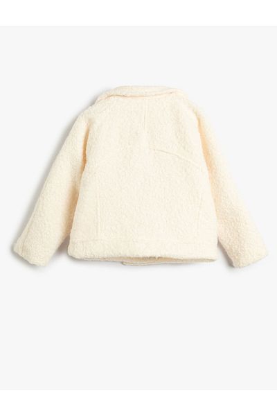 Koton Plush Coat with Button Closure Pockets