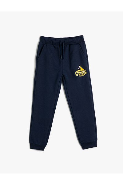 Koton Jogger Sweatpants with Pocket Tie Waist Print Detailed Ribbon