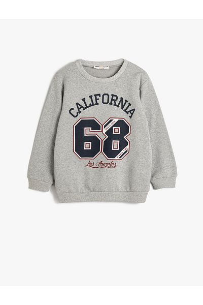 Koton Sweatshirt Long Sleeve Crew Neck College Printed Raised
