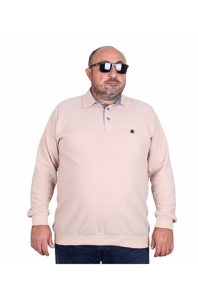 MocGrande Ανδρικό φούτερ Polo Neck Plus Size - 24409 ΜΠΕΖ