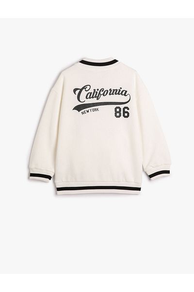 Koton Raised Jacket with V-Neck Snap Closure and Pockets - Applique Detail