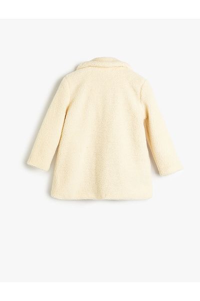 Koton Plush Coat with Button Closure Pockets