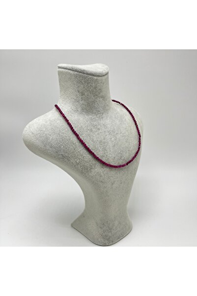 YILDIZ DOĞAL TAŞ Yıldız Doğal Taş Sertifikalı Yakut 2mm 925 Ayar Gümüş Doğal Taş Kolye  40cm +5 cm Uzatma Zincirli