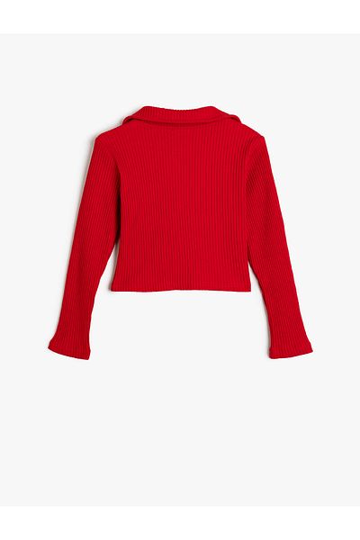 Koton Tricou de bază cu mânecă lungă și gât polo cu nervuri