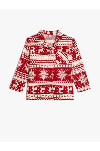 Koton Pyjama-Oberteil mit Neujahrsmotiv, bedruckt, langärmlig aus Baumwolle