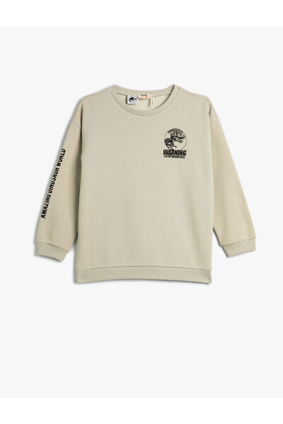 Koton Jurassic World Sweat Lizenzierte Tasche Detaillierter Rundhalsausschnit...