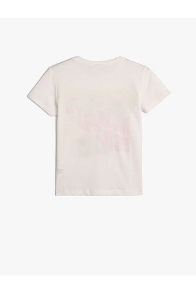 Koton Μπλουζάκι με κοντό μανίκι Crew λαιμόκοψη Floral Glitter Βαμβακερό εμπριμέ
