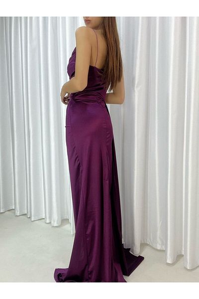 vuvutasarım Rochie lungă cu bretele subțiri din satin de sezon nou - 582243   726
