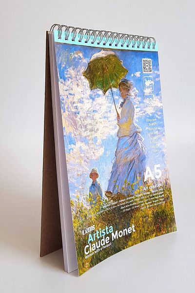 Lemsstudio Claude Monet Women's Sketchbook with Umbrella - 200 Gr/M2 Artista A5 Sketchbook