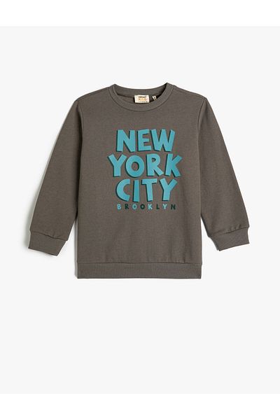 Koton Long Sleeve Crew Neck City Themed Sweatshirt - Raster