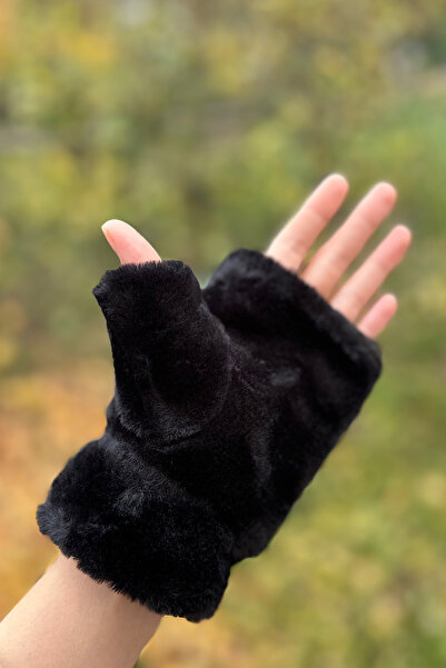 novon Cute Panda Fur Fingerless Reusable Plush Gloves