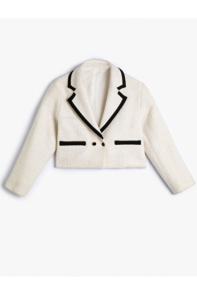 Koton Яке от туид с дълъг ръкав и копче, джоб с детайлна текстура