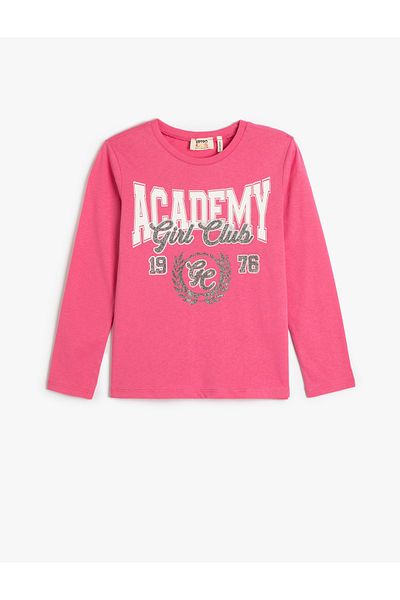 Koton T-Shirt Long Sleeve Crew Neck College Printed Cotton