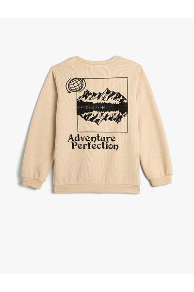 Koton Sweatshirt Long Sleeve Crew Neck Textured Raised