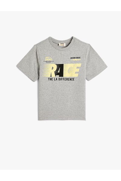 Koton T-Shirt Σλόγκαν με στάμπα κοντομάνικο λαιμόκοψη