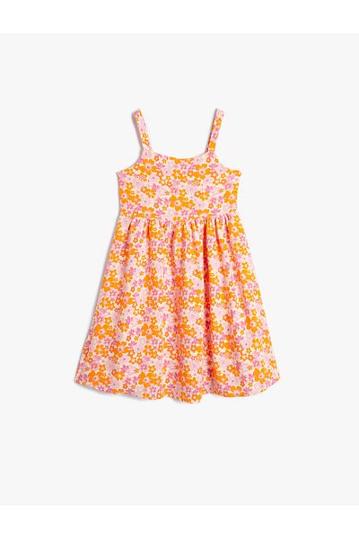 Koton Floral φόρεμα με τιράντες και φερμουάρ στην πλάτη ύφασμα βισκόζης