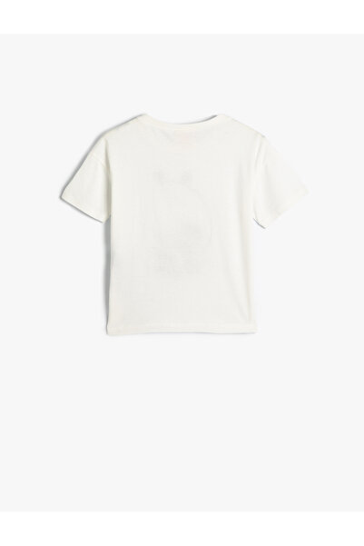 Koton Tričko s krátkym rukávom, výstrihom s výstrihom, potlačou z bavlny