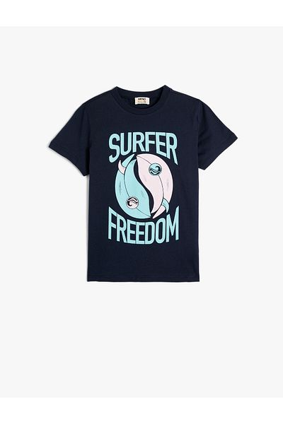 Koton Μπλουζάκι Surf με μανίκια, βαμβακερό και εμπριμέ