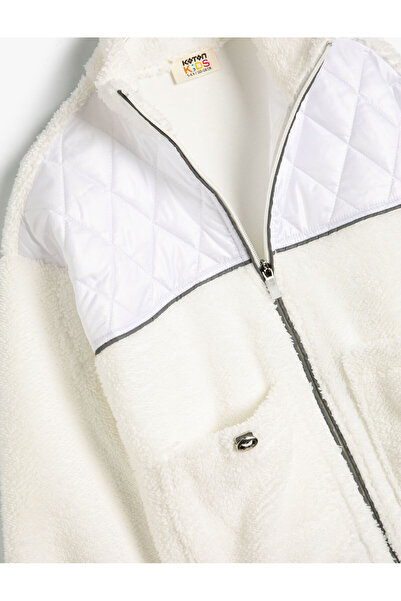 Koton Hanorac cu fermoar de pluș, buzunar cu guler ridicat