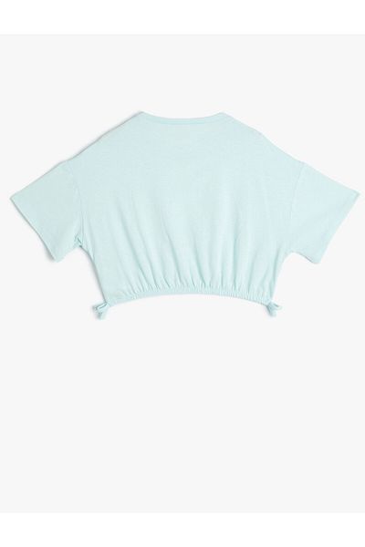 Koton Tricou Crop mânecă scurtă Decolteu Crew Slogan Imprimat Bumbac