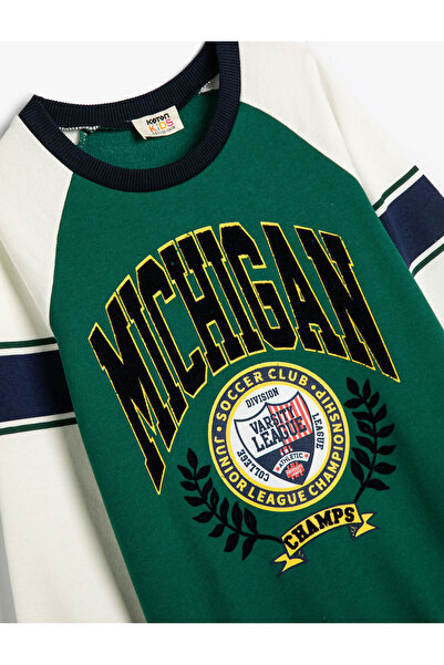 Koton Κολλεγιακή στάμπα φούτερ Color Blocked Crew Raised